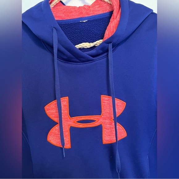 Under Armour Hoodie Womens Blue And Pink Embroidered Pullover- medium - Picture 2 of 5